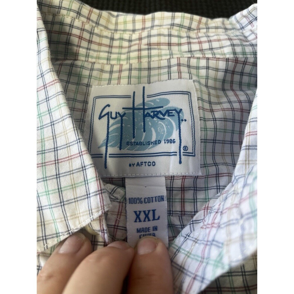 AFTCO Guy Harvey Shirt Mens 2XL Multicolor Plaid Long Sleeve Button‎ Down Shirt - Picture 2 of 5